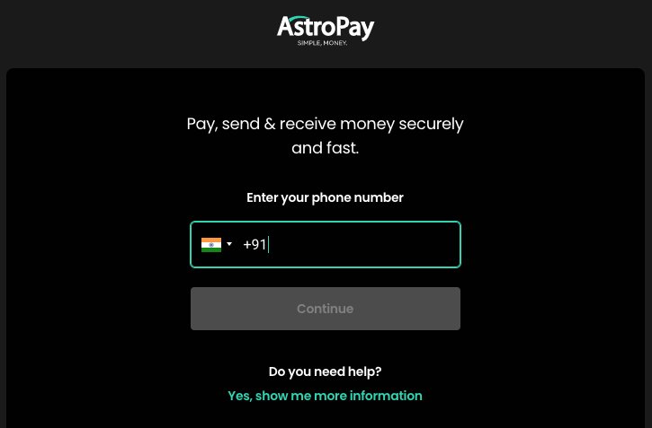 astropay india login