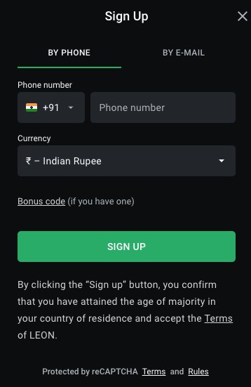 leon bet open account